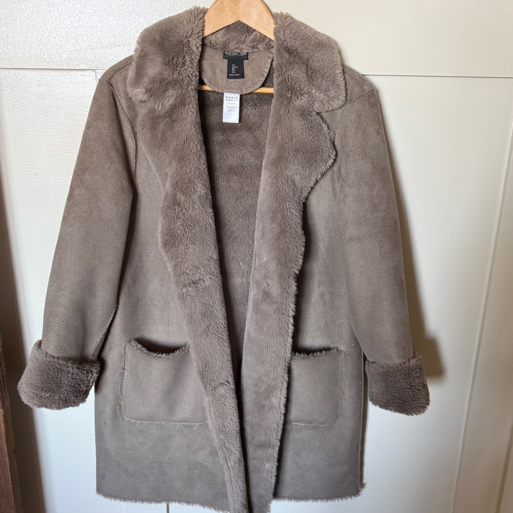 Rachel Zoe Suede, lined coat Taupe size Large